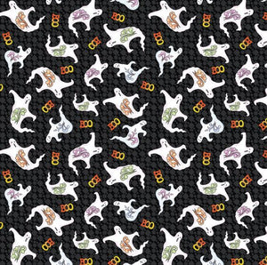 Fabric Benartex All Hallows Eve by Jim Shore - Ghost Black 16526B-12