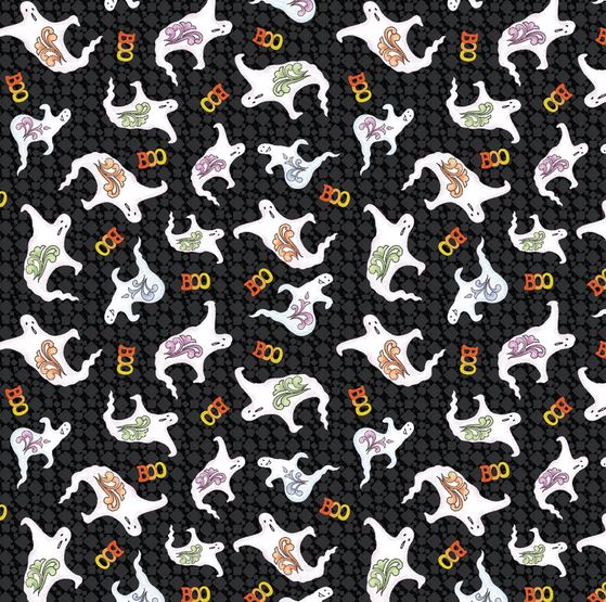 Fabric Benartex All Hallows Eve by Jim Shore - Ghost Black 16526B-12