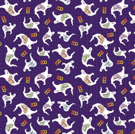 Fabric Benartex All Hallows Eve by Jim Shore - Ghosts Purple 16526B-66