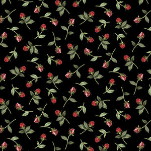 Fabric Wilmington Daydream Garden Rosebuds Black 50014-937