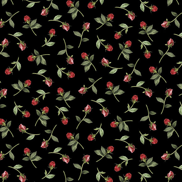 Fabric Wilmington Daydream Garden Rosebuds Black 50014-937