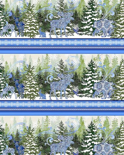 Fabric In The Beginning Natures Winter Border Stripe 1NW-2