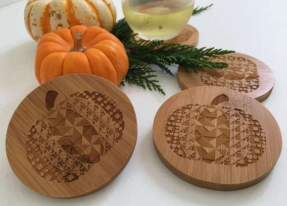 Gifts Quilty Pumpkin Coaster Round, Set of 4