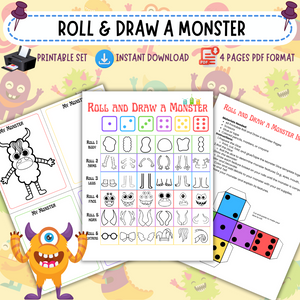 Printable Roll and Draw a Monster - INSTANT DOWNLOAD