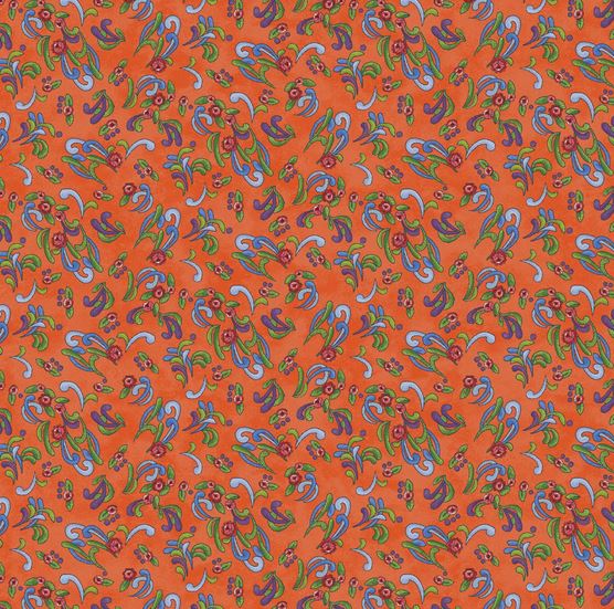 Fabric Benartex All Hallows Eve by Jim Shore - Scroll Orange 16528B-39