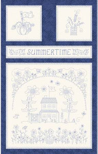 Fabric Maywood Summertime Panel Large Squares Blue 10150M-B