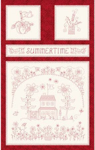 Fabric Maywood Summertime Panel Red Large Squares 10150M-R