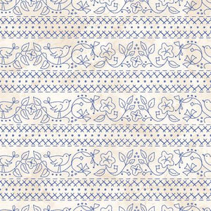 Fabric Maywood Summertime Cream & Blue Stripe 10152M-EB
