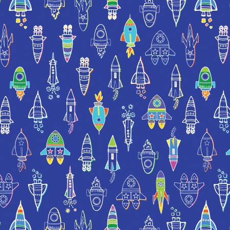 Fabric Kanvas Lift Off Glow in the Dark Rocket 12605GB-50