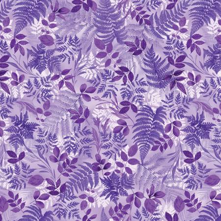 Fabric Benartex Potpourri Ferns Purple 12912B-61