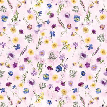 Fabric Benartex Potpourri Pink Wildflower 12916B-21