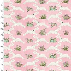 Fabric 3 Wishes Touch of Spring Pink Bunnies 18746-PNK