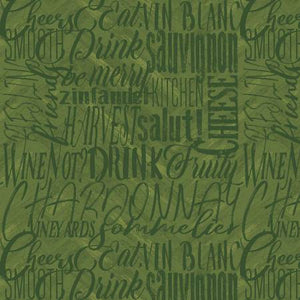 Fabric Henry Glass After Five Green Words 344-66