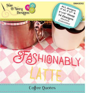 Pattern Machine Embroidery Coffee Quotes CD