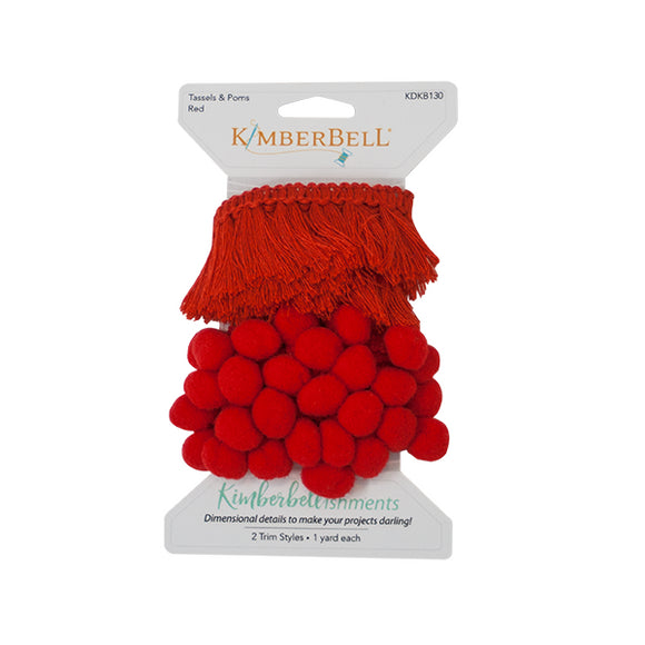 Notions Kimberbell Tassels and Poms Trim - Red
