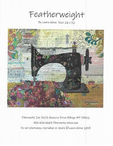 Pattern Featherweight The Sewing Machine Collage by Laura Heine - LHFWFEATH