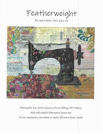 Pattern Featherweight The Sewing Machine Collage by Laura Heine - LHFWFEATH