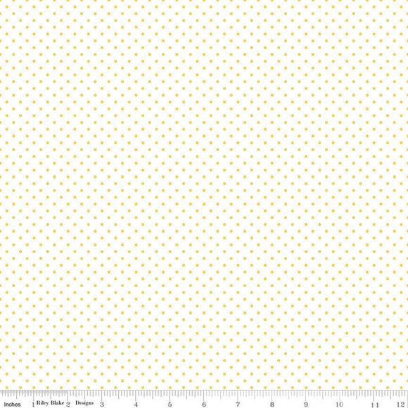 Fabric Riley Blake Swiss Dot On White Yellow C660-50 YELLOW