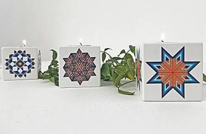 Gifts Quilt Star Tealight Holders, Set of 3
