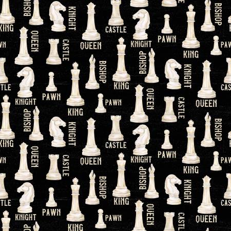 Fabric Riley Blake Rather Be Playing Chess Black C11260R-BLACK