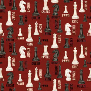 Fabric Riley Blake Rather Be Playing Chess C11260R-RED