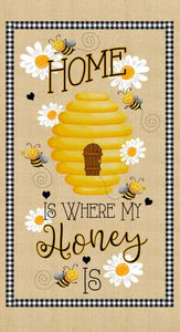Fabric Timeless Treasures Home is Where My Honey Is Panel CD1847-BEIGE
