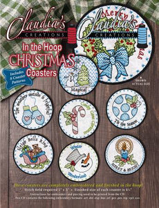 Pattern Machine Embroidery In the Hoop Christmas Coasters