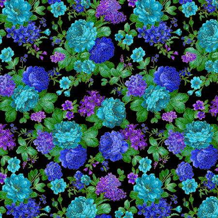 Fabric Michael Miller Opulent Floral Bouquet DM10570-BLUE