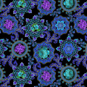 Fabric Michael Miller Opulent Floral Medallion DM10573-BLUE