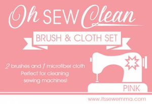Notions Oh Sew Clean Brush & Cloth Set - Pink