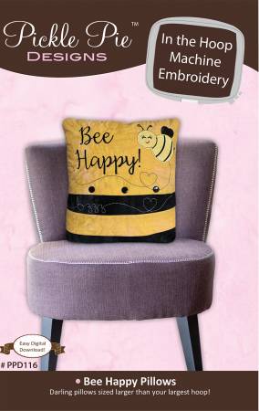 Pattern Machine Embroidery Bee Happy Pillows